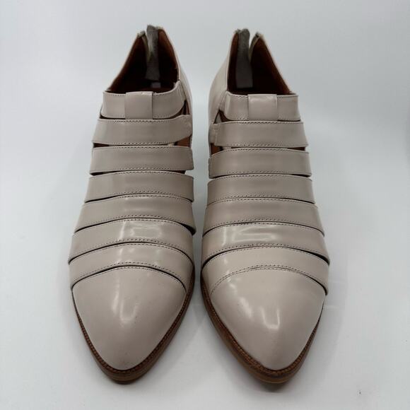 Jeffrey Campbell Karlen Sandal Cut Out Back Zip Ankle Boots WMNS US9 Tan/Silver - Picture 1 of 7